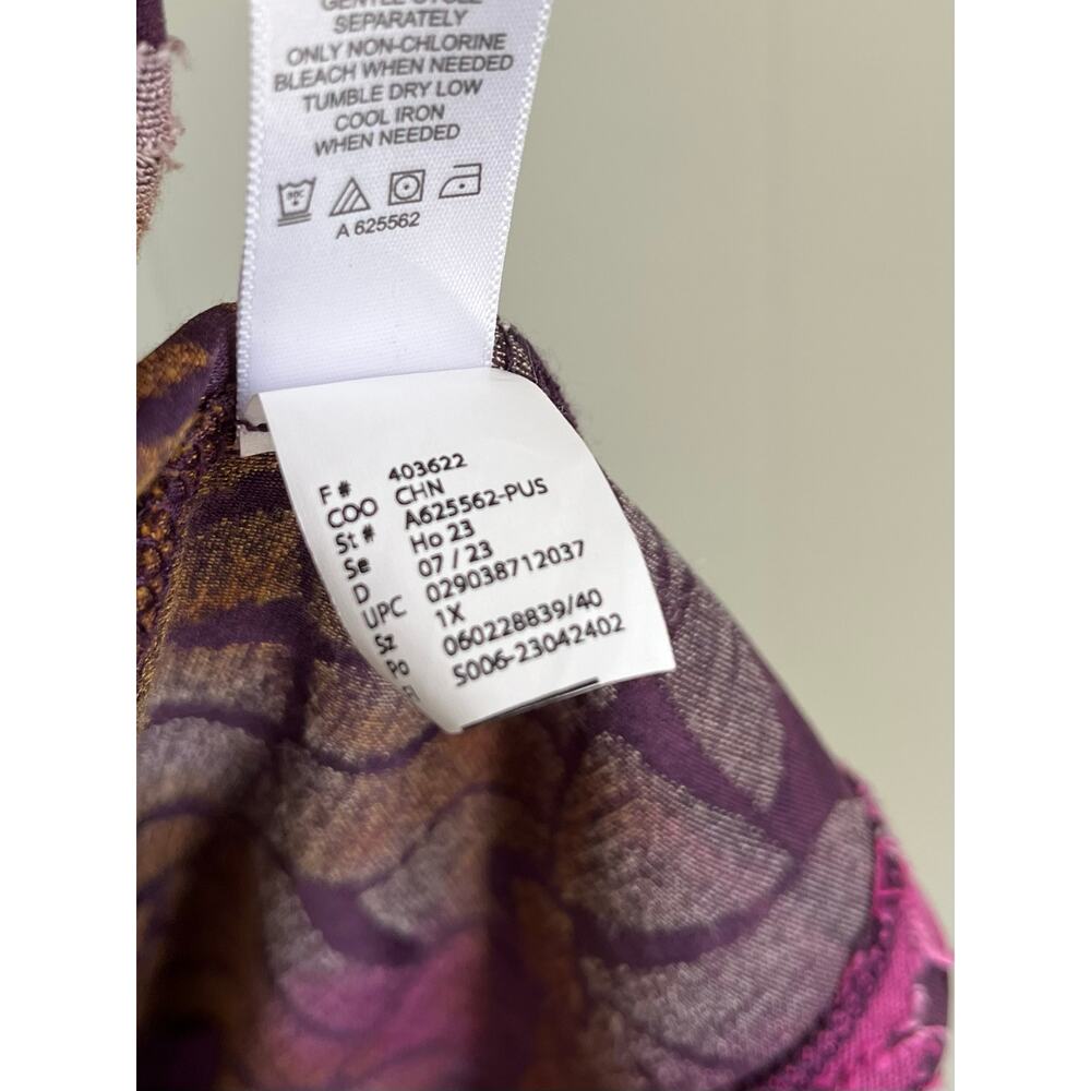 LOGO Lori Goldstein Pieced Jacquard Dress 1X Plus Size Flowy Baggy Asymmetric - Picture 12 of 16